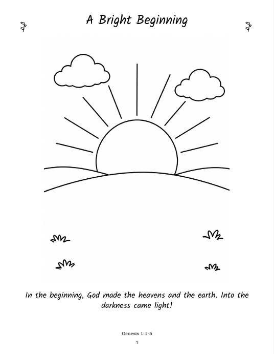 Inside page 1 of Little Lambs & Bible Wonders