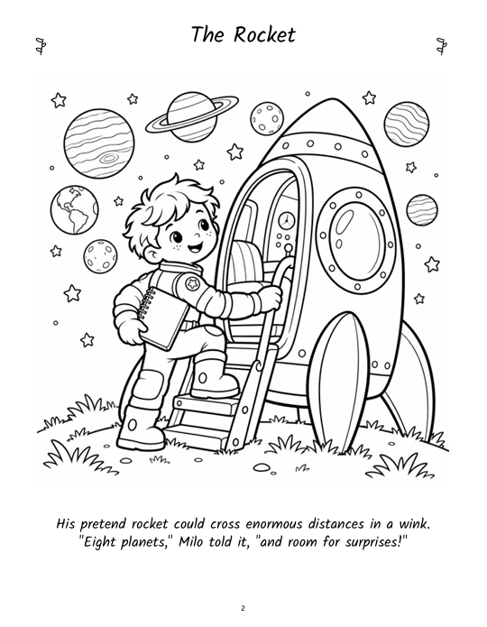 Inside page 2 of Little Astronauts & The Solar System